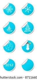 Set of eight light blue winter stickers
