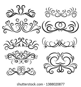 Set of eight ornaments for design.