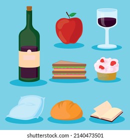 set of eight picnic items