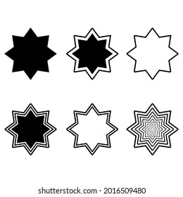 Set of Eight point star vector shape