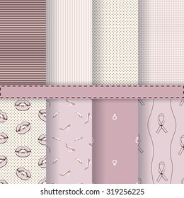 A set of eight retro backgrounds. Feminine romantic patterns.