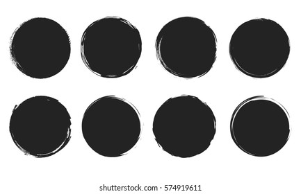 Set aus acht runden Grunge-Briefmarken, Badges und Banner, Vektorillustration-Illustration.