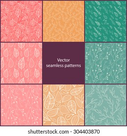 Set of eight seamless Floral patterns.