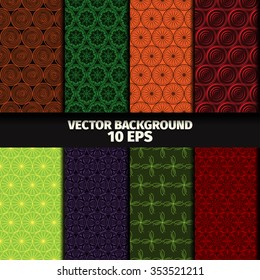 Set of eight seamless floral patterns. Background vector illustration