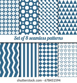 Set of eight of seamless patterns