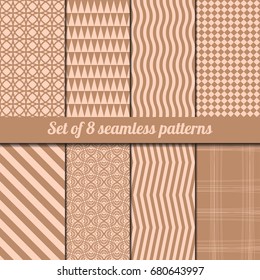 Set of eight of seamless patterns