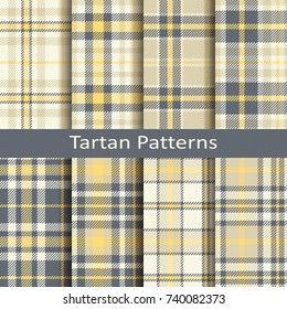 set of eight seamless vector tartan soft geometric square patterns. design for textile, covers, packaging, christmas
