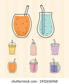 set of eight smoothies icons