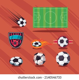set of eight soccer items