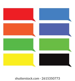 A set of eight speech bubbles in a variety of bright and vibrant colors, ready to convey messages and add a touch of personality to your design projects.