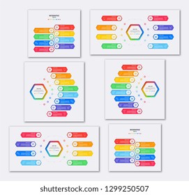 set of eight steps design layout infographic templates with hexagonal elements. business process diagram for banner, poster, brochure, annual report and presentation with marketing icons. eps 10