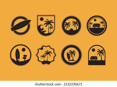 set of eight surf icons