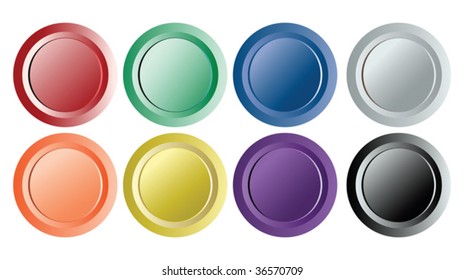 Set of eight vintage buttons isolated on white background