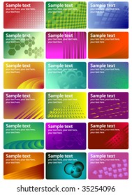 Set of eighteen colorful bussiness cards