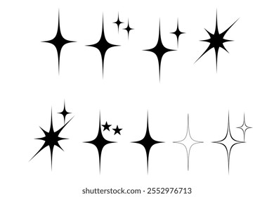  Conjunto de dieciocho varios de fondo. iconos de estrellas. doodles Vector.