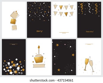 Set of eigth beautiful Cards, Invitations, Flyers, Banners, Pamphlets for Party, Anniversary, Birthday, Wedding or Other Occasion Celebration.