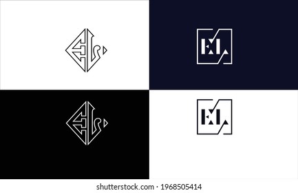Set Of EL ,LE  Abstract Letters Logo Monogram