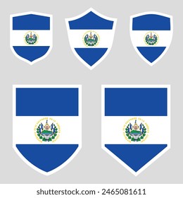 Set of El Salvador Flag in Shield Shape Frame