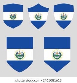 Set of El Salvador Flag in Shield Shape Frame