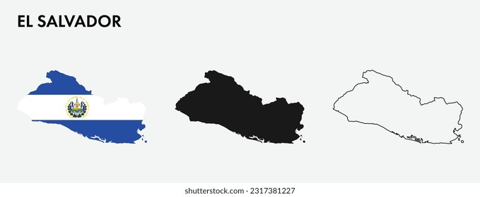 Set of el Salvador map isolated on white background, vector illustration design