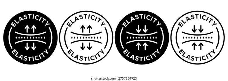 Set elasticity line icon, logo, badge, symbol, sign, sticker, label, symbol, black, flat vector, isolated illustration. Compress, pressure, compact, high stretch and elastic material, ultra thin icon.