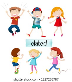 Set of elated kids illustration