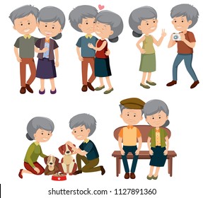 A Set of Elderly Couple illustration