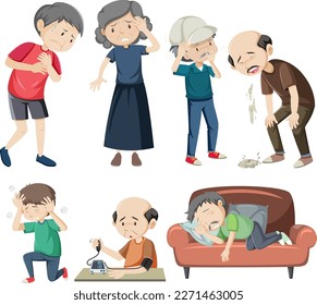 Reihe von älteren Menschen Krankheitsbild