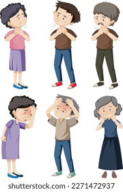 Set of elderly people sickness illustration