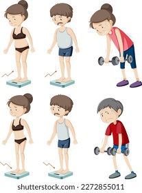 Ilustración del conjunto de personas mayores enfermas