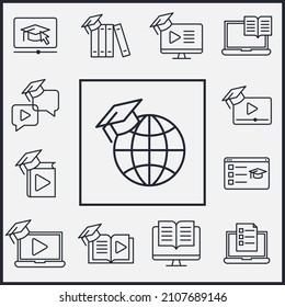 Set of E-learning icon. Online Education pack symbol template for graphic and web design collection logo vector illustration