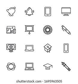 Set of E-learning related vector line icons. Premium linear symbols pack. Vector illustration isolated on a white background. Web symbols for web sites and mobile app. Trendy design. 
