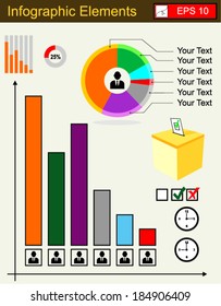 Set of election info-graphic charts, icons, and design elements
