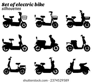 Set of electric bike silhouettes vector illustration