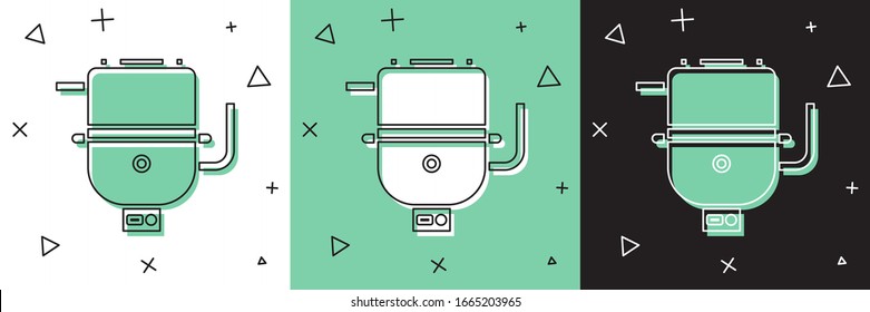 Set Electric boiler for heating water icon isolated on white and green, black background.  Vector Illustration