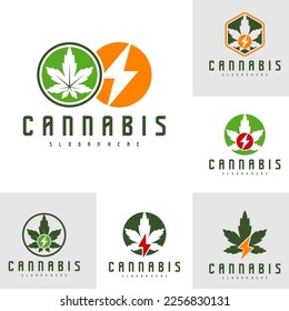 Set of Electric Cannabis logo vector template, Creative Cannabis logo design concepts