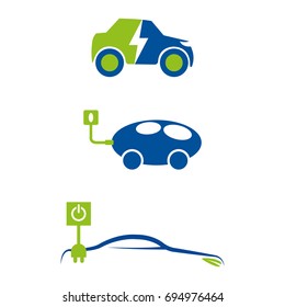 A set of electric car icons