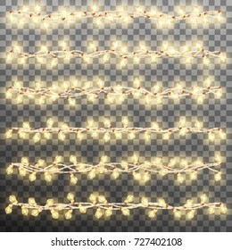 Set of Electric Christmas tree garland. Christmas decoration lights effects. And also includes EPS 10 vector