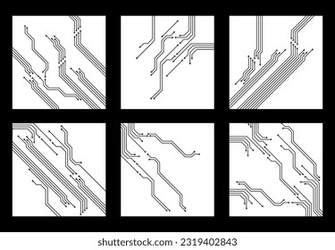 conjunto de placas de circuitos eléctricos. vector de placa de circuito eléctrico. Circuitos de Microelectrónica. sistema de conexión de circuito eléctrico digital. 