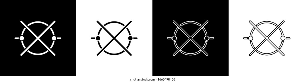 Set Electric Circuit Scheme Symbol einzeln auf schwarz-weißem Hintergrund. Schalttafel. Vektorillustration-Illustration