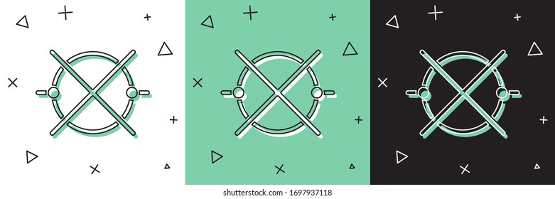 Set Electric circuit scheme icon isolated on white and green, black background. Circuit board.  Vector Illustration