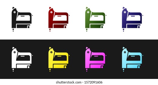 Set Electric construction stapler icon isolated on black and white background. Working tool.  Vector Illustration