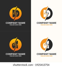 Set Electric D initial letter Logo Icon Template. Illustration vector graphic. Design concept Electrical plug With letter symbol. Perfect for corporate, more technology brand identity