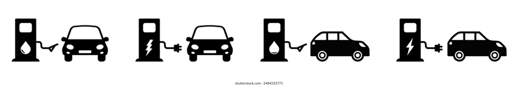 Set of Electric and Fuel charging station icon. Vector