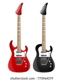 Set of electric guitars isolated on white background. Vector illustration
