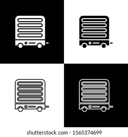 Set Electric heater icon isolated on black and white background. Infrared floor heater with remote control. House climate control.  Vector Illustration