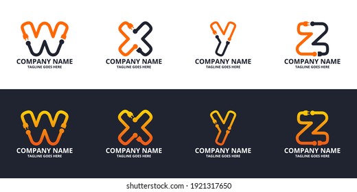 Set Electric initial letter Logo Icon Template. Illustration vector graphic. Design concept Electrical plug  With letter symbol. Perfect for corporate, more technology brand identity