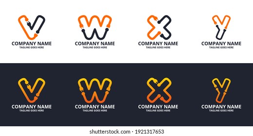 Set Electric initial letter Logo Icon Template. Illustration vector graphic. Design concept Electrical plug  With letter symbol. Perfect for corporate, more technology brand identity