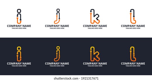 Set Electric initial letter Logo Icon Template. Illustration vector graphic. Design concept Electrical plug  With letter symbol. Perfect for corporate, more technology brand identity