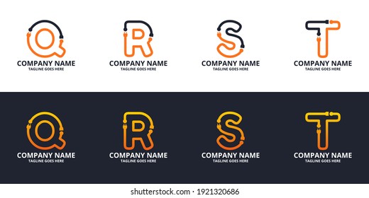 Set Electric initial letter Logo Icon Template. Illustration vector graphic. Design concept Electrical plug  With letter symbol. Perfect for corporate, more technology brand identity